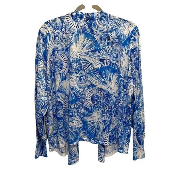 Chico's Womens Seashell Swirl Open Front Cardigan Sweater Poolside Blue Sz 4 NWT - Picture 5 of 9